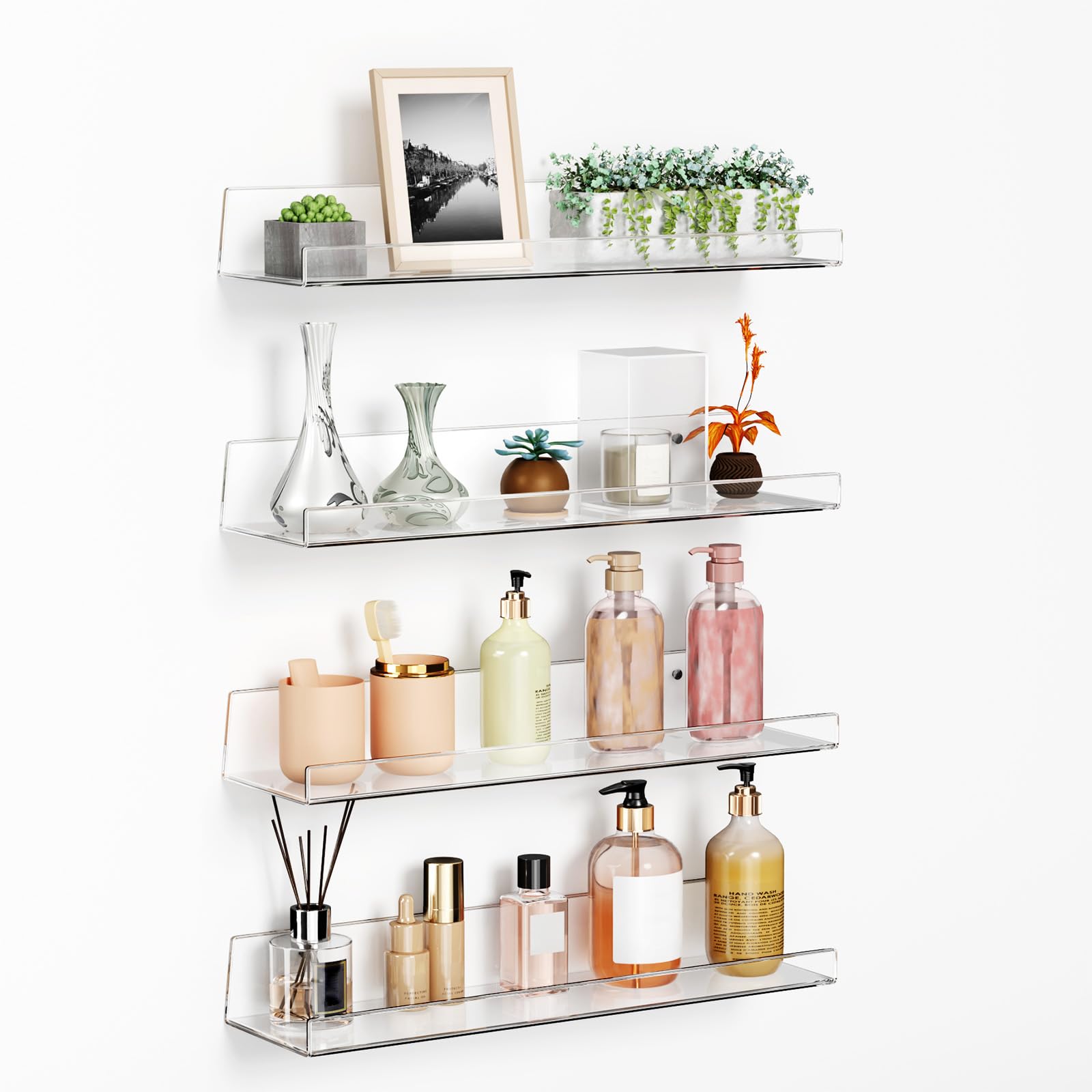 Amazon.com: Albumgit 4 Pack Acrylic Shelves for Wall Storage, Self